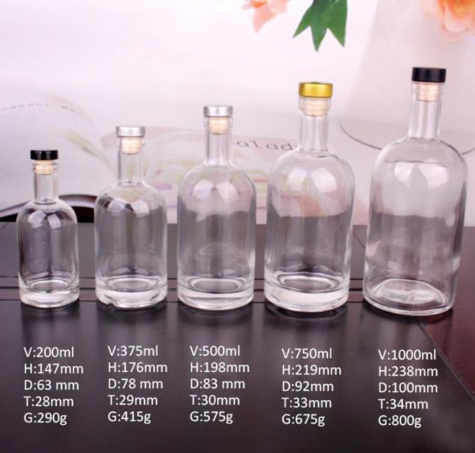 ফ্লিন্ট খালি গ্লাস মদ বোতল 200ml 375ml 1000ml OEM 1