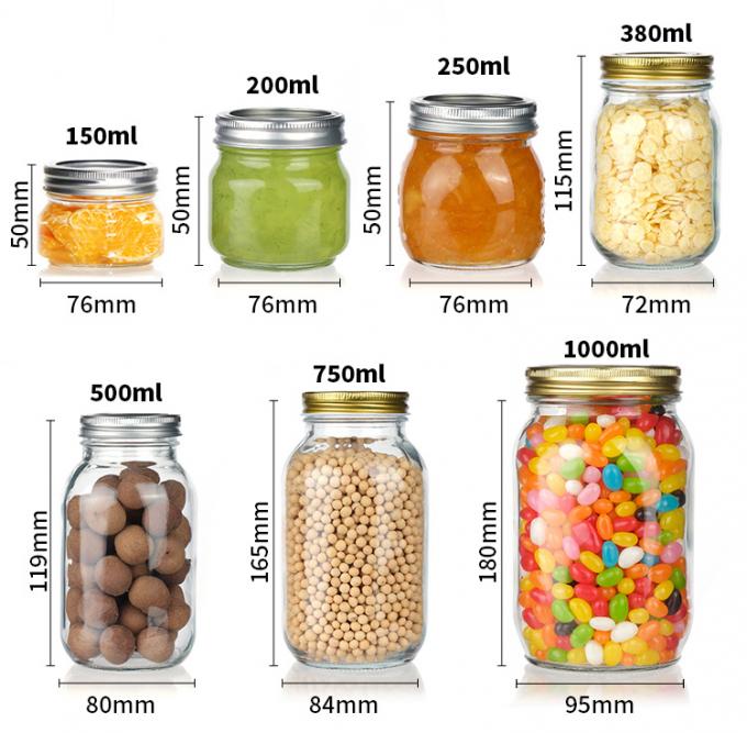 গোলাকার মেসন গ্লাস জার চা জার 12oz 16oz 500ml গ্লাস কন্টেইনার সঙ্গে সোনার lids 1