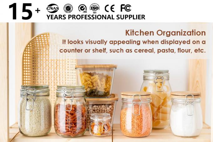 খাদ্য কারখানার ব্যবহার 1oz 4Oz 8Oz গোলাকার আকৃতির পরিষ্কার খালি সঞ্চয় কন্টেইনার ক্লিপ ঢাকনা সহ গ্লাস খাদ্য জার 0