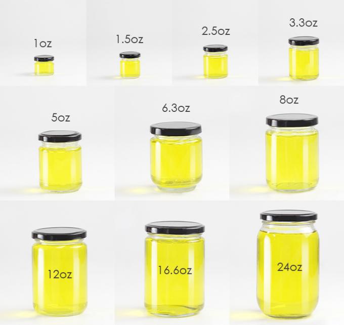 পাইকারি খালি 8Oz 16Oz 24Oz মধু সংরক্ষণ করুন মরিচ রান্নাঘর গ্লাস স্টোরেজ জার সিলড ঢাকনা সহ 1