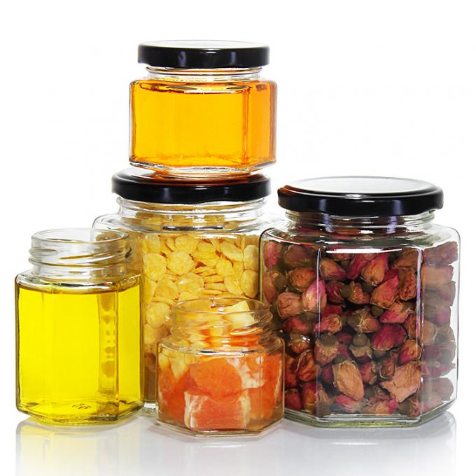 কাস্টমাইজড হাউজিং সংরক্ষণ করুন Pickle গ্লাস ক্যান জার Hexagonal ফ্রিজিং গ্লাস জার জন্য রান্নাঘর 1