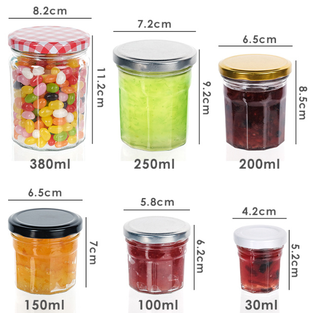 পাইকারি পরিষ্কার গোলাকার গ্লাস ক্যান জার 50ml 100ml 200ml খাদ্য সঞ্চয় জার 1