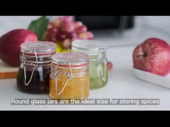 in স্টক রান্নাঘর খাদ্য প্যাকেজিং জন্য বৃত্তাকার গ্লাস খাদ্য পাত্রে