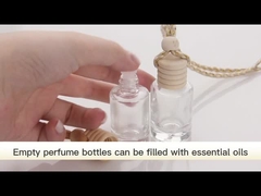 কাঠের ক্যাপ সহ 8 মিলি ফ্ল্যাট গোলাকার গ্লাস এয়ার ফ্রেশনার অটো পারফিউম ডিফিউজার বোতল