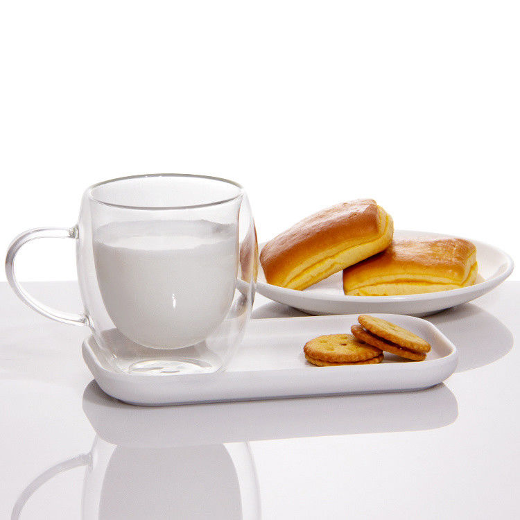 12oz 16oz ডাবল ওয়ালড লেটে কাপস বোরোসিলিক্যাট গ্লাস চা কাপ BBQ জন্য