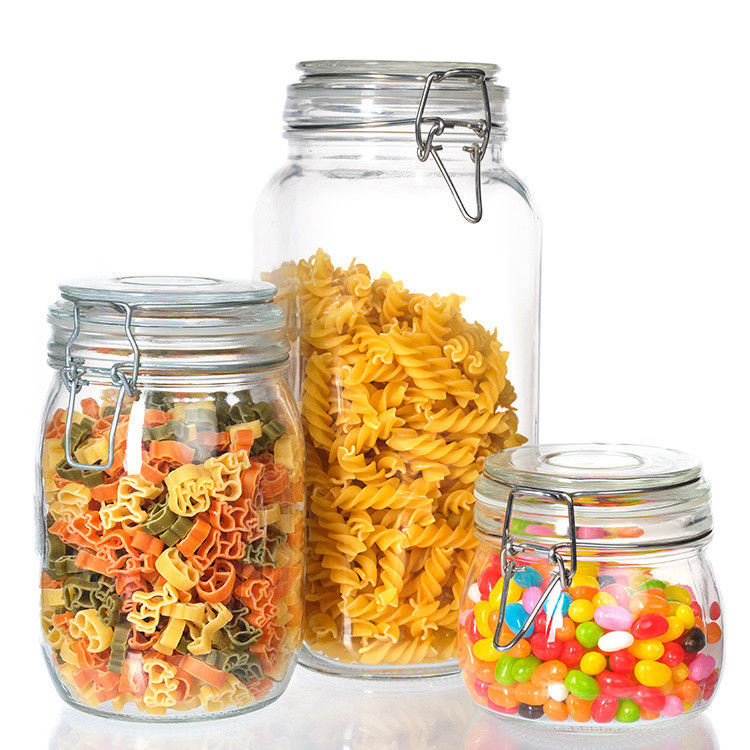 খাদ্য কারখানার ব্যবহার 1oz 4Oz 8Oz গোলাকার আকৃতির পরিষ্কার খালি সঞ্চয় কন্টেইনার ক্লিপ ঢাকনা সহ গ্লাস খাদ্য জার