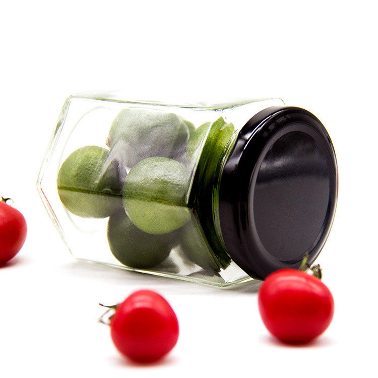 কাস্টমাইজড হাউজিং সংরক্ষণ করুন Pickle গ্লাস ক্যান জার Hexagonal ফ্রিজিং গ্লাস জার জন্য রান্নাঘর
