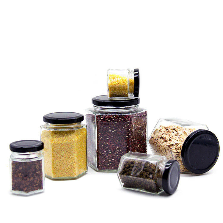 কাস্টমাইজড হাউজিং সংরক্ষণ করুন Pickle গ্লাস ক্যান জার Hexagonal ফ্রিজিং গ্লাস জার জন্য রান্নাঘর