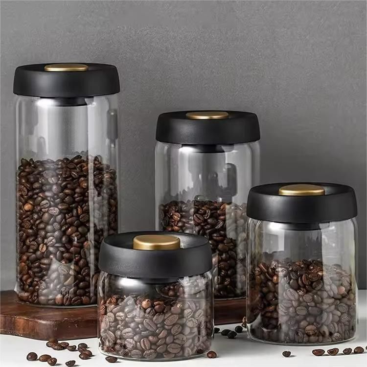 কফি বীজ এবং রান্নাঘর সঞ্চয় জন্য 500ml Borosilicate গ্লাস কফি জার