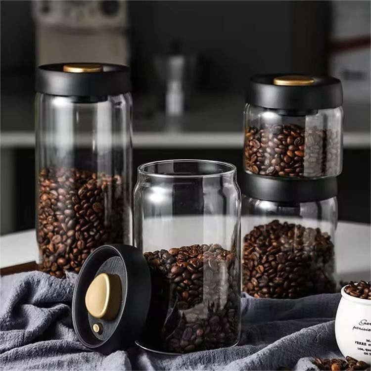 কফি বীজ এবং রান্নাঘর সঞ্চয় জন্য 500ml Borosilicate গ্লাস কফি জার
