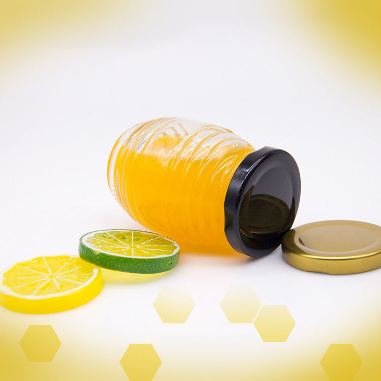 কাস্টম লেবেল হেক্সাগন আকৃতির 100ml 180ml 380ml মধু জ্যাম গ্লাস জার মধু জন্য জলপাই ফল