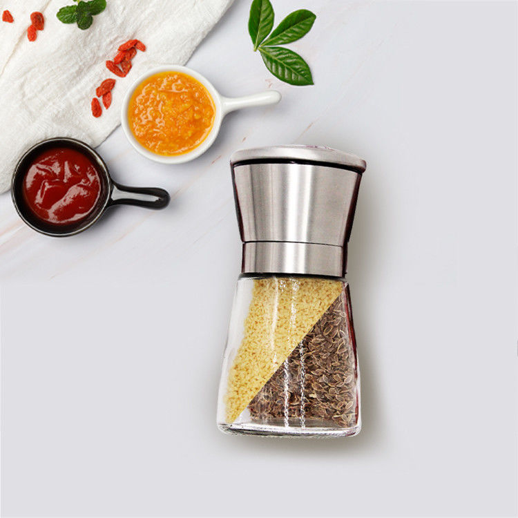 লেবেল সহ খালি 4oz মশলা গ্লাস জার মশলা সংগঠক জার লেবেল আকাসিয়া ধাতু ঢাকনা