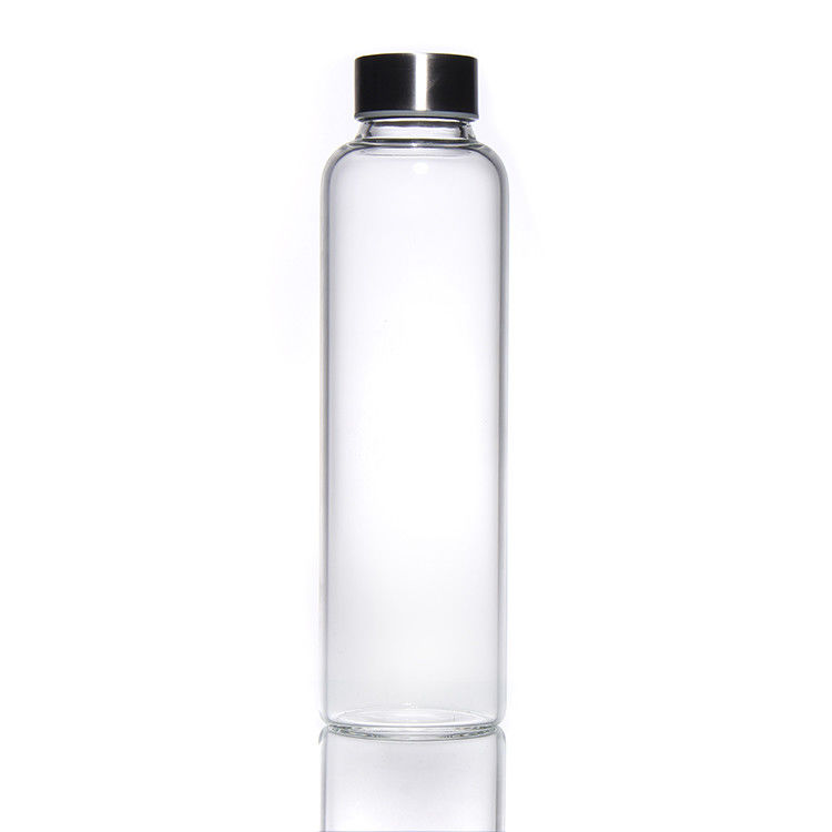 স্টেইনলেস স্টীল ঢাকনা সহ নতুন ডিজাইন 350ml/500ml উচ্চ Borosilicate গ্লাস ওয়াটার বোতল