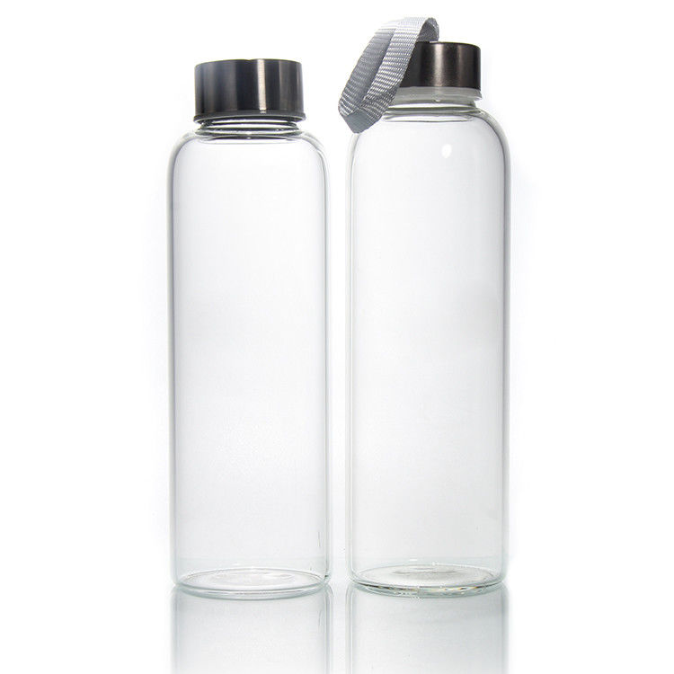 স্টেইনলেস স্টীল ঢাকনা সহ নতুন ডিজাইন 350ml/500ml উচ্চ Borosilicate গ্লাস ওয়াটার বোতল