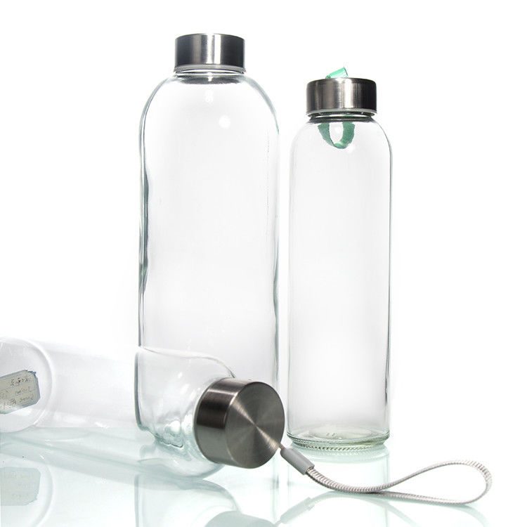 স্টেইনলেস স্টীল ঢাকনা সহ নতুন ডিজাইন 350ml/500ml উচ্চ Borosilicate গ্লাস ওয়াটার বোতল