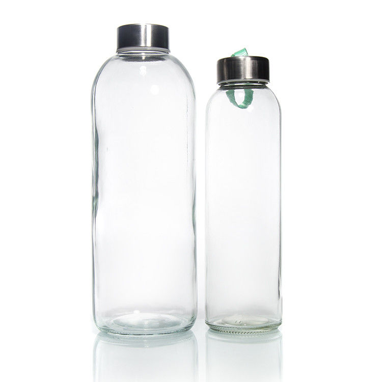 স্টেইনলেস স্টীল ঢাকনা সহ নতুন ডিজাইন 350ml/500ml উচ্চ Borosilicate গ্লাস ওয়াটার বোতল